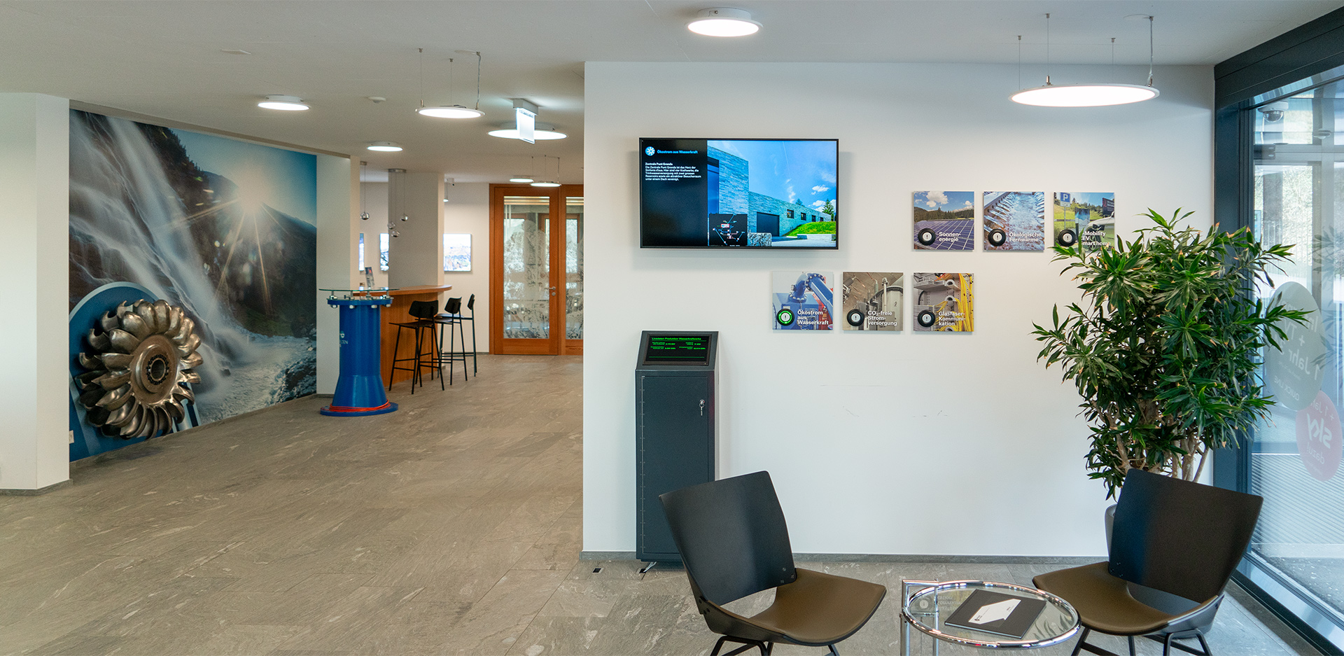 Infowand für Besucher, Flimselectric - Atelier Leuthold, Visuelle Kommunikation, Grafik Design, Zürich