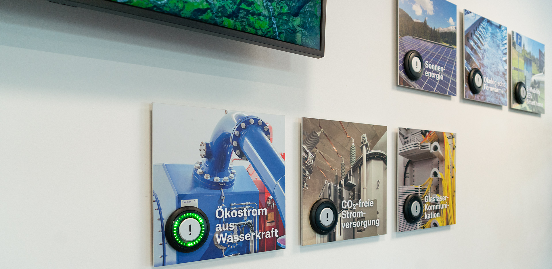 Infowand für Besucher, Flimselectric - Atelier Leuthold, Visuelle Kommunikation, Grafik Design, Zürich