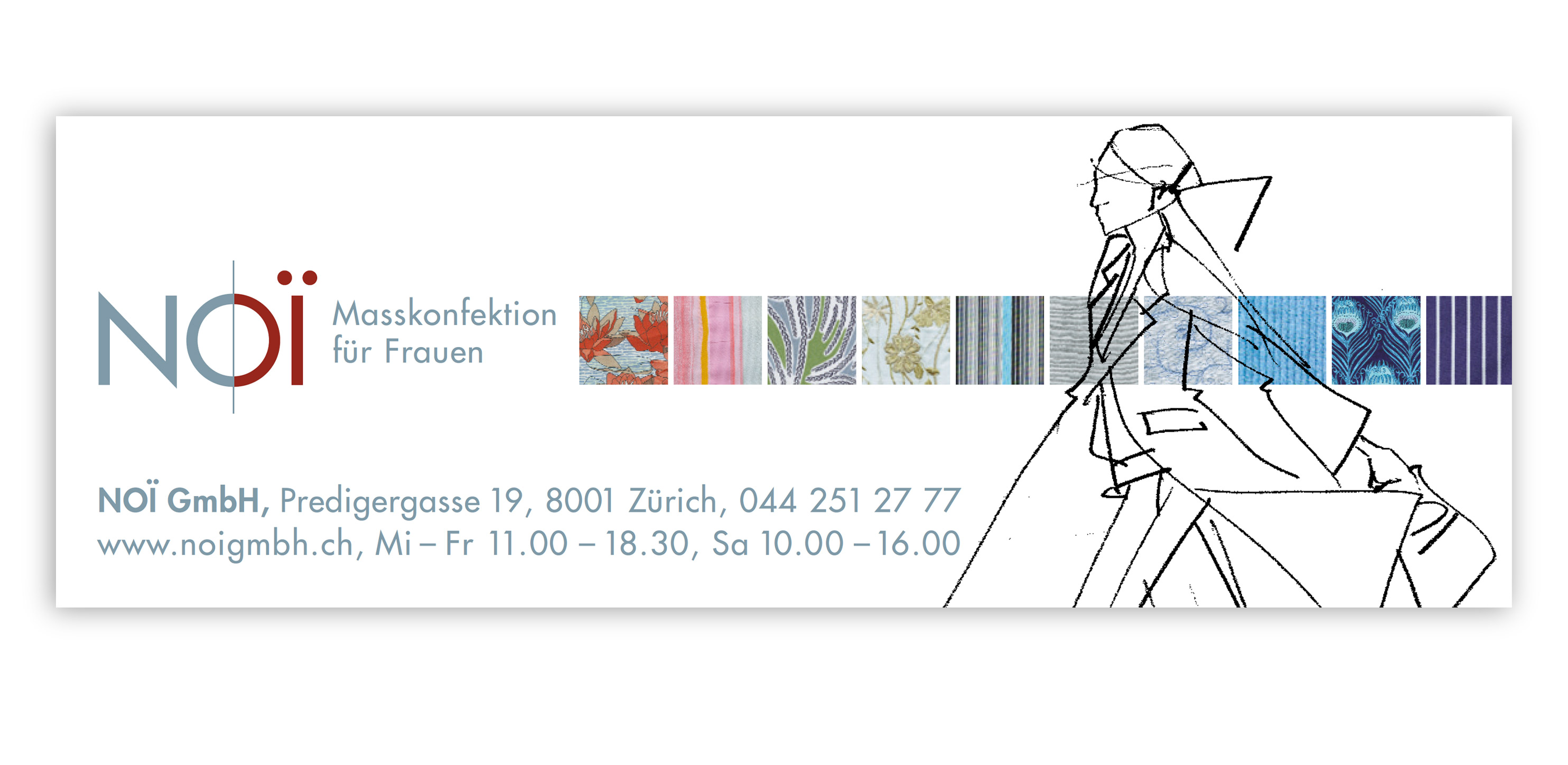 Inserate, Noï Masskonfektion für Frauen - Atelier Leuthold, Visuelle Kommunikation, Grafik Design, Zürich